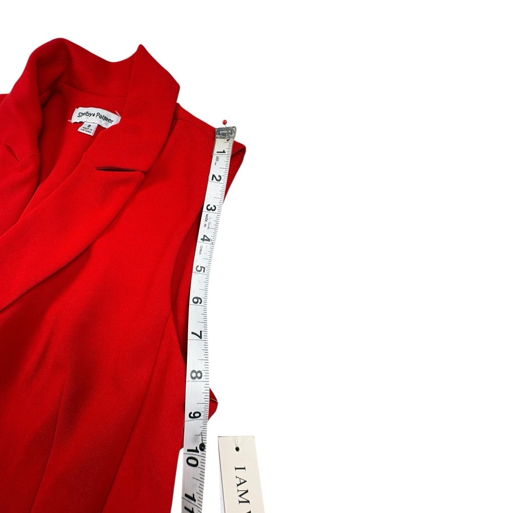 Shelby + Palmer Red Sleeveless Blazer Dress Gold Buttons Size 8 NWT - Picture 5 of 8